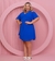 Vestido Feminino Detalhe no Peito e nas Mangas Plus Size Azul - loja online