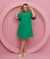 Vestido Feminino Detalhe no Peito e nas Mangas Plus Size Verde - Lubella Plus Size e Folheados Atacado