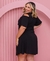 Vestido Feminino Detalhe no Peito e nas Mangas Plus Size Preto