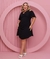 Vestido Feminino Detalhe no Peito e nas Mangas Plus Size Preto - loja online