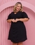 Vestido Feminino Detalhe no Peito e nas Mangas Plus Size Preto na internet