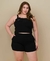 Conjunto Plus Size Short e Blusa Com Flor Na Alça Preto na internet