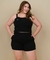 Conjunto Plus Size Short e Blusa Com Flor Na Alça Preto - comprar online