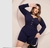 Macaquinho Feminino Plus Size Manga Longa Preto - comprar online