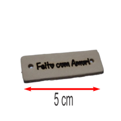 ETIQUETA RETANGULAR DE COURO FEITO C/ AMOR 5CM C/25 UNI - comprar online