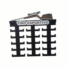 PORTA MEDALHA TIRO ESPORTIVO RIFLE 35X35 MDF PRETO 6MM