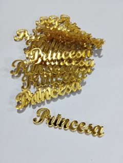 APLIQUE PRINCESA ACRILICO DOURADO 4 CM C/25 UNI - loja online