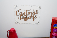 Imagem do QUADRO CANTINHO DO CAFE MDF BRANCO LETRA CRU 3MM