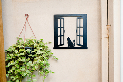 Imagem do QUADRO GATO JANELA MDF 6MM PRETO