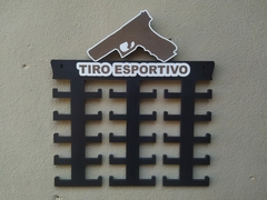 PORTA MEDALHA KIT C/10 TIRO ESPORTIVO 35X35 MDF PRETO na internet