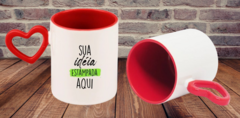 Caneca Porcelana com Alça Coração e Interior com Cor - Personalizada - comprar online