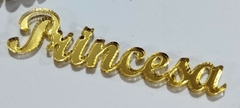 APLIQUE PRINCESA ACRILICO DOURADO 4 CM C/25 UNI - Infinity Laser