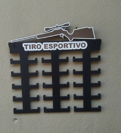 PORTA MEDALHA TIRO ESPORTIVO RIFLE 35X35 MDF PRETO 6MM na internet