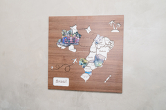 QUADRO MAPA VIAJANTE MDF 6MM MARROM - loja online