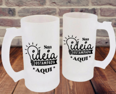 Caneca Vidro Chopp Jateada 475ml Personalizada