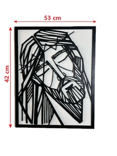 Quadro Jesus em MDF 6mm preto com Fundo Branco mdf 3mm 42x53 - comprar online