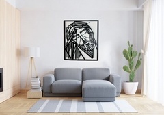 Quadro Jesus em MDF 6mm preto com Fundo Branco mdf 3mm 42x53 na internet