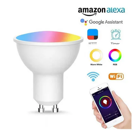 Bombilla inteligente GU10, compatible con Alexa, Google Home & SmartThings,  bombilla LED Wi-Fi, 5 W = 50 W, multicolor, regulable - Alexa en Panamá