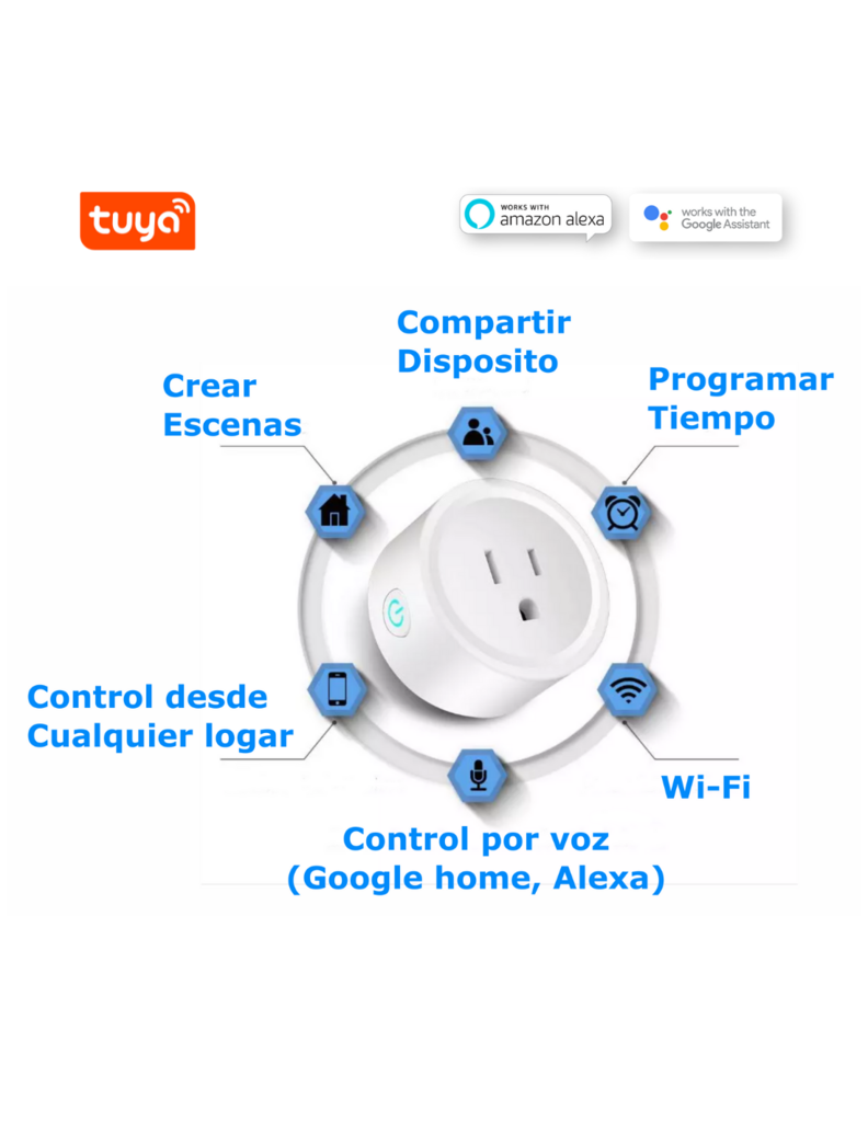 Toma de pared Tuya Smart WiFi con Alexa y control por voz de Google