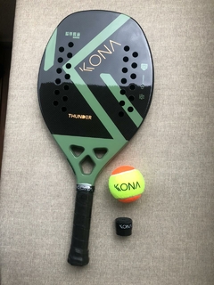 Raquete de Beach Tennis Kona Thunder Green Carbono 3k 2023 + 01 Grip + 01 Bola BT