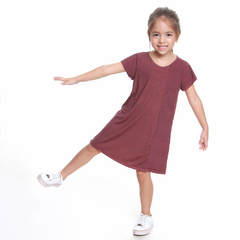 Vestido Infantil Trapézio Vinho - comprar online