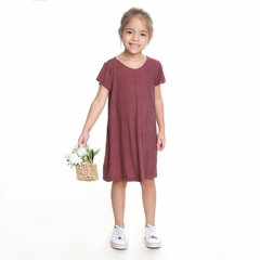 Vestido Infantil Trapézio Vinho