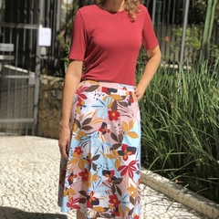 Saia Midi Estampada Floral na internet