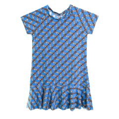 Vestido Infantil Estampado Azul Peplum