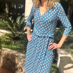 Vestido Transpassado Estampado Azul - MINT