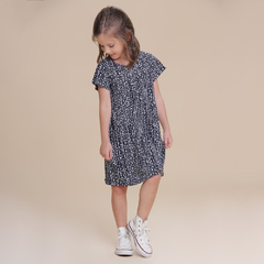 Vestido Trapézio Infantil Preto e Branco