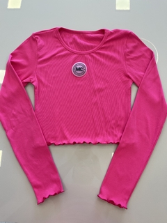 BLUSA DRAP. PICO CANELADO M/L - Tok rosa