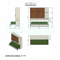 HORIZONTAL 1 PLAZA, MAS PLACARD SUPERIOR CON PUERTAS CORREDIZAS. - tienda online