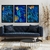 Quadros Decorativos Abstrato Azul E Dourado Luxo Kit Com 3 Peças ABS024023022
