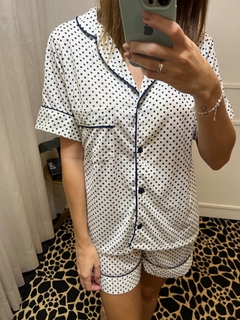 pijama poá azul marinho - Leonza Store