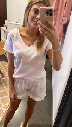 pijama nuvem rosa algodão - comprar online