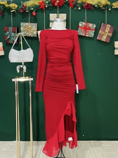 Vestido Largo estilo con abertura de olanes mesh - comprar en línea