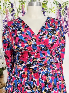 Vestido estilo Satin estampado full con fruncido en cintura - comprar en línea