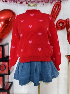 Sueter holgado corazones mini cuello alto en internet