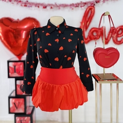 Blusa Plus solida estampado de corazones - comprar en línea