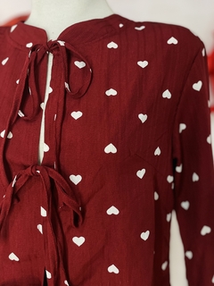 Blusa con estampado de corazones manga larga - tienda en línea