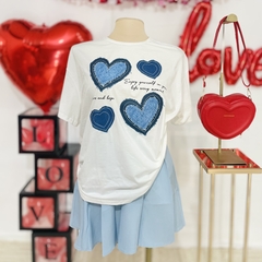 Playera oversize estampado corazones azules - AQUA Boutique