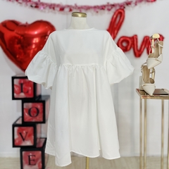 Vestido Casual blanco manga corta de globo - comprar en línea