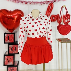 Blusa Plus de botones estampado de corazones - comprar en línea