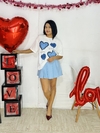 Playera oversize estampado corazones azules - comprar en línea