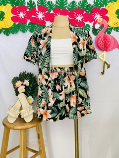 Conjunto de camisa y short estampado tropical verde - comprar en línea