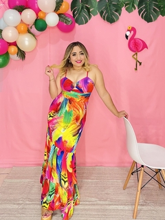 Vestido largo Estampado con hendidura en cintura - comprar en línea