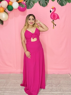 Vestido Maxi con lazo y hendidura al frente - AQUA Boutique