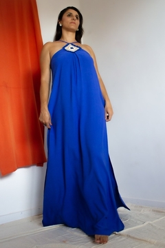 Vestido longo ALÍRIA azul - Maria Lamborina