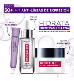 Kit Ácido Hialurónico: Serum Facial, Crema De Día Y De Ojos Revitalift de LÓreal - comprar en línea