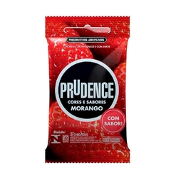 PRESERVATIVO MORANGO COM 3 UNIDADES PRUDENCE